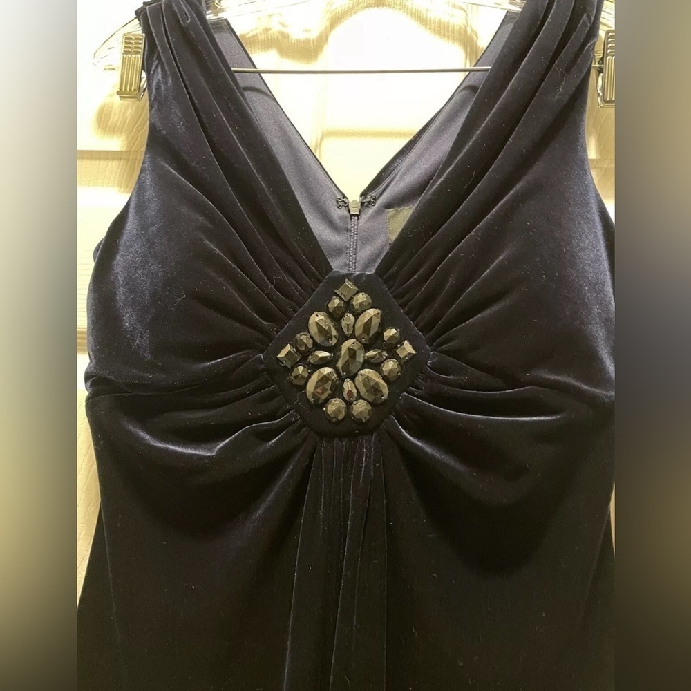 Scarlett Nite Navy Blue Embellished Formal Velvet Dress Size 10 - Picture 2 of 6
